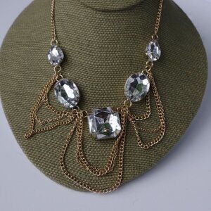 Women`s gold tone large "crystal" necklace.